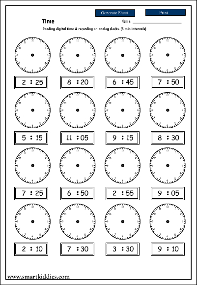 time interactive activity Learn skills online, mathematics lessons recording  worksheet