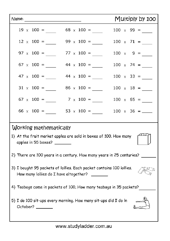 Multiplication By Multiples Of 10 100 And 1000 Worksheets