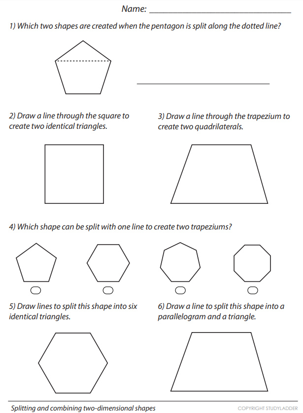 Splitting And Combining Two Dimensional Shapes Studyladder