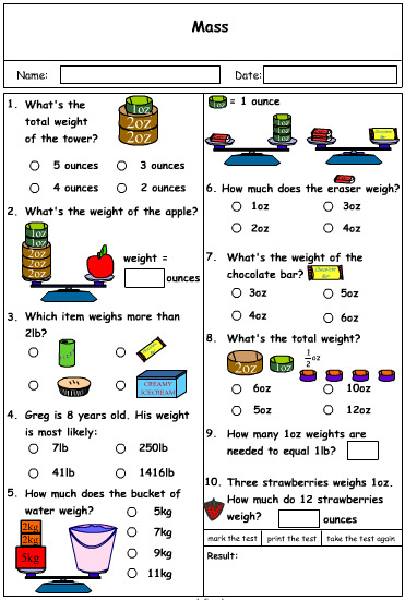 Mass Worksheets