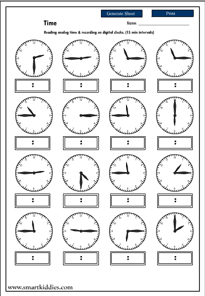 clock telling  worksheet-digital time Mathematics analog Recording digital time  an  reading after clock,