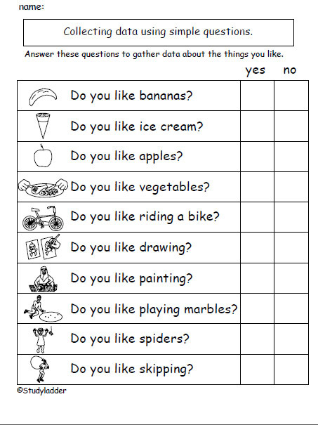 answer yesno questions to collect data studyladder interactive