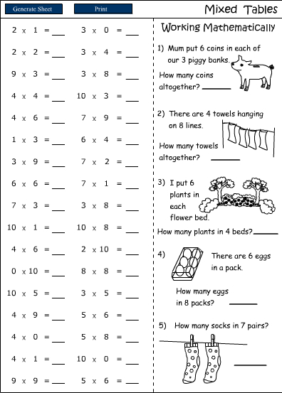 1X - 10X - all tables, Mathematics skills online, interactive activity ...