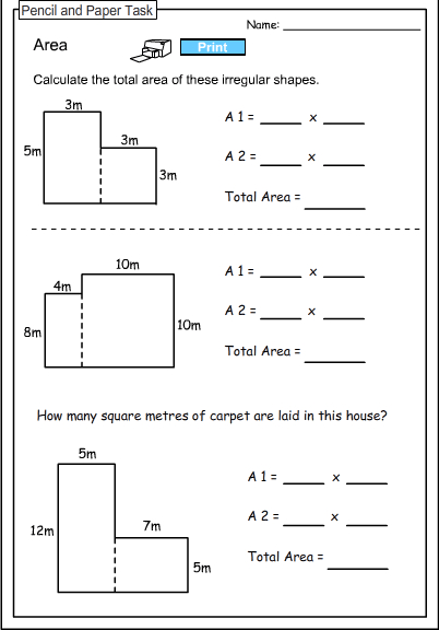 Calculating the Area of Irregular Shapes, Mathematics skills online