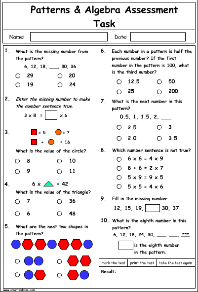 Patterns And Algebra Problem Solving