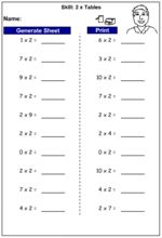 2x Multiplication Facts (times Tables) - 1, Mathematics Skills Online 