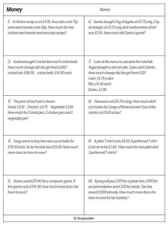 problem solving money lesson 9 5