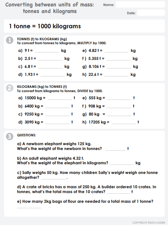 Converting between units of mass - kilograms - Studyladder Interactive Learning Games