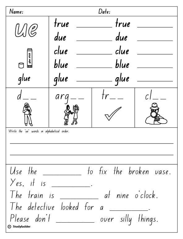 vowel digraph ue english skills online interactive activity lessons