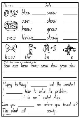 phonic o-e worksheet Sheet, Activity  skills Digraph ow Vowel English online