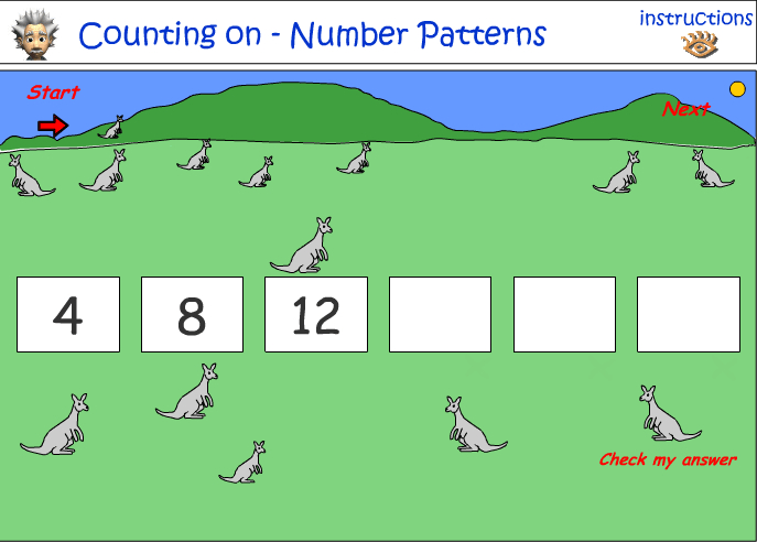 Number patterns - counting on by 4 and 5