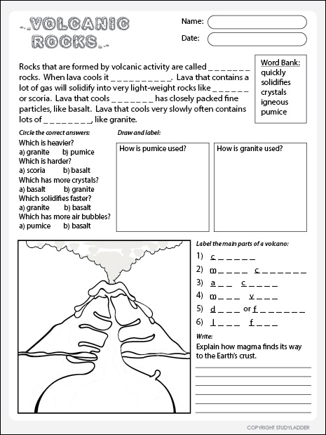 worksheet for grade 1 rocks
