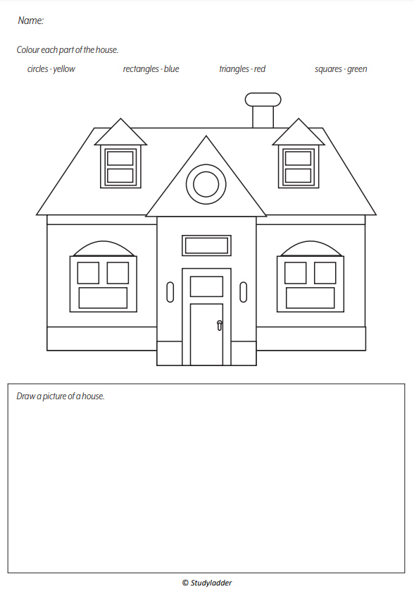 Two dimensional shapes (house) - Studyladder Interactive Learning Games