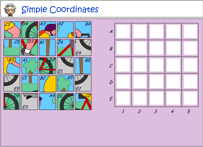 Using simple coordinates to complete a puzzle