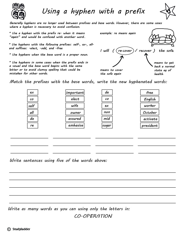 Hyphens And Prefixes Worksheet Punctuation Worksheets,, 52% OFF