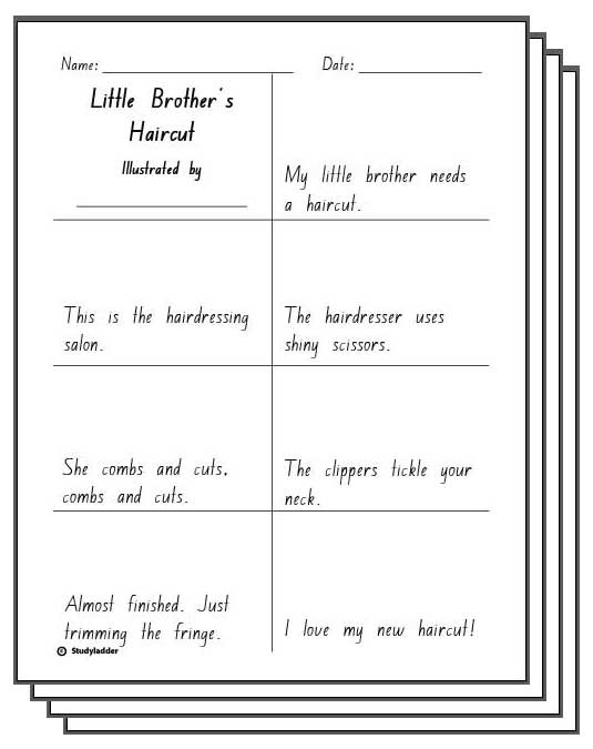 Little Brother's Haircut Response Activity Sheets Studyladder