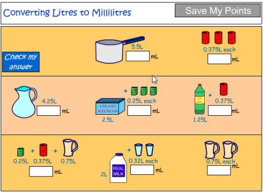 Convert litres to millilitres includes decimals tutorial