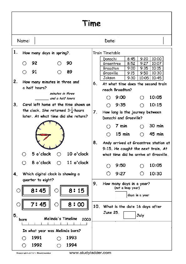 Time - Studyladder Interactive Learning Games