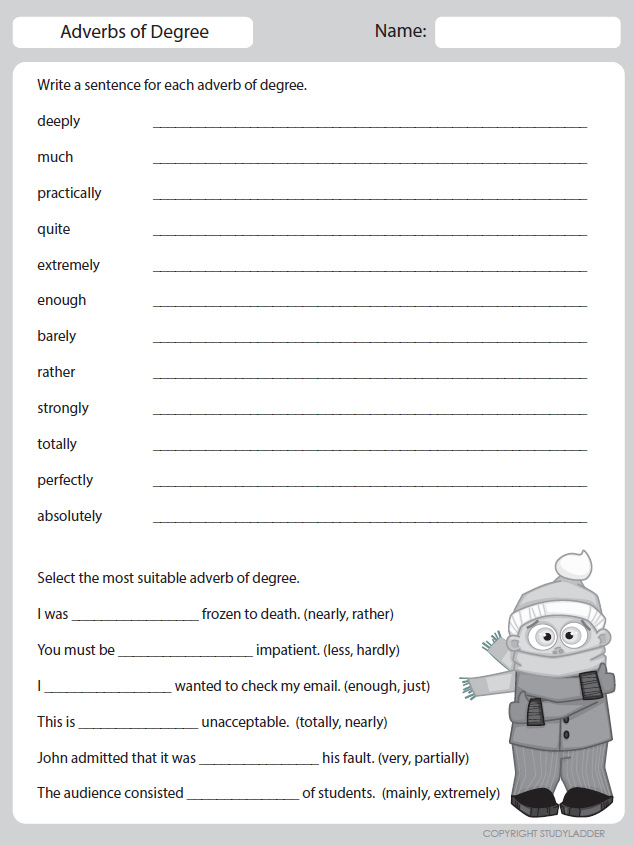 Adverbs Degree Of Comparison Worksheets