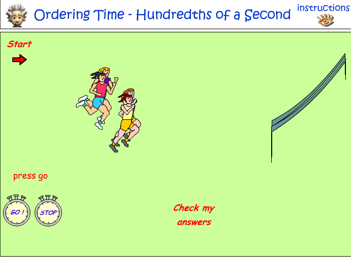 Ordering time - hundredths of a second