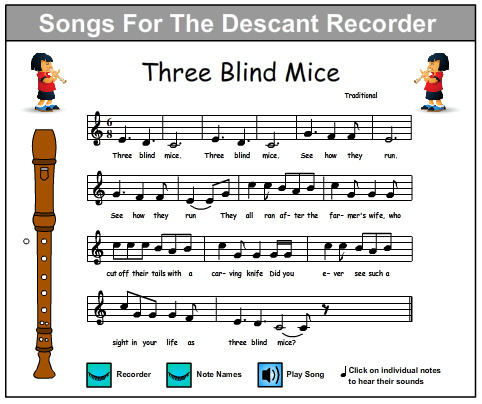 Three Blind Mice, Music skills online, interactive activity lessons