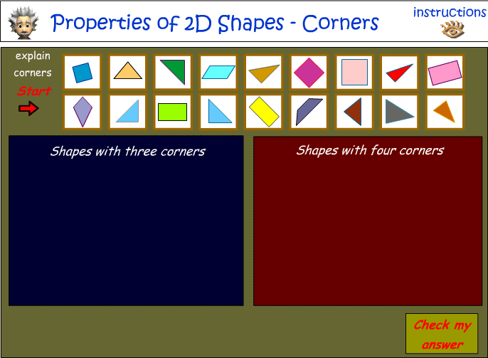 Sort 2D shapes - number of corners