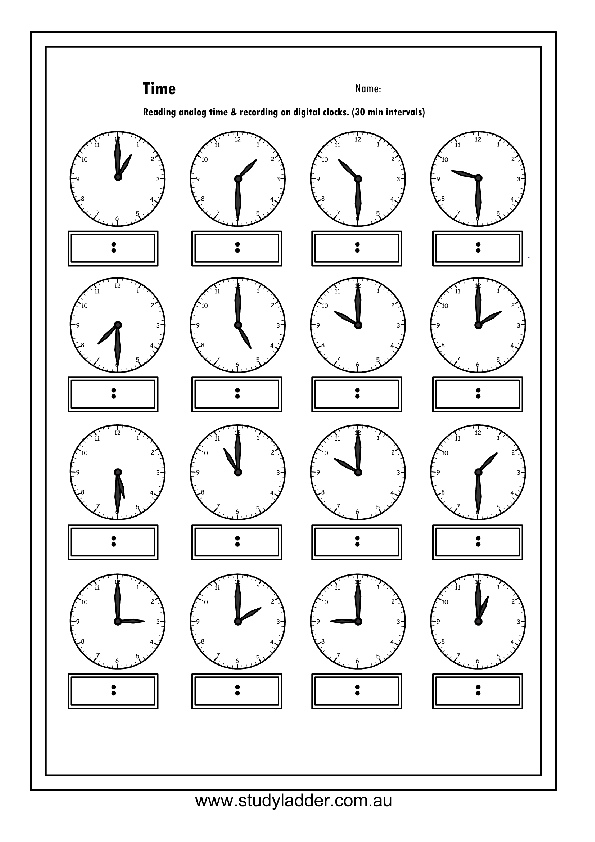 Reading analog time then record in digital time - Studyladder ...