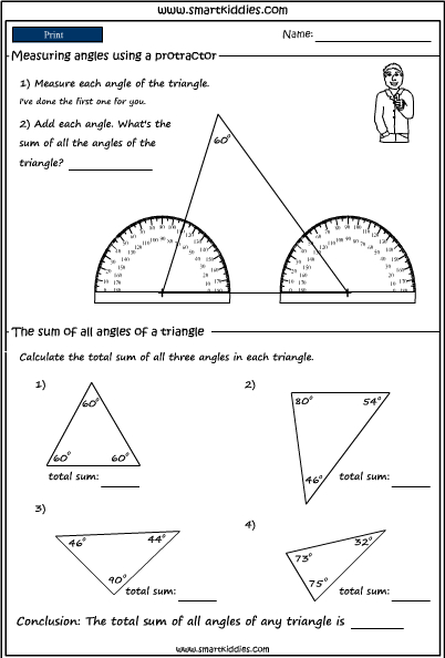 worksheet for measuring angles with protractor