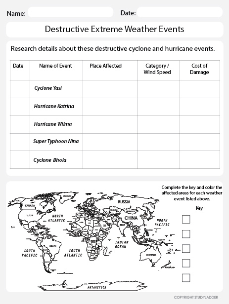 Destructive Extreme Weather Events - Studyladder Interactive Learning Games