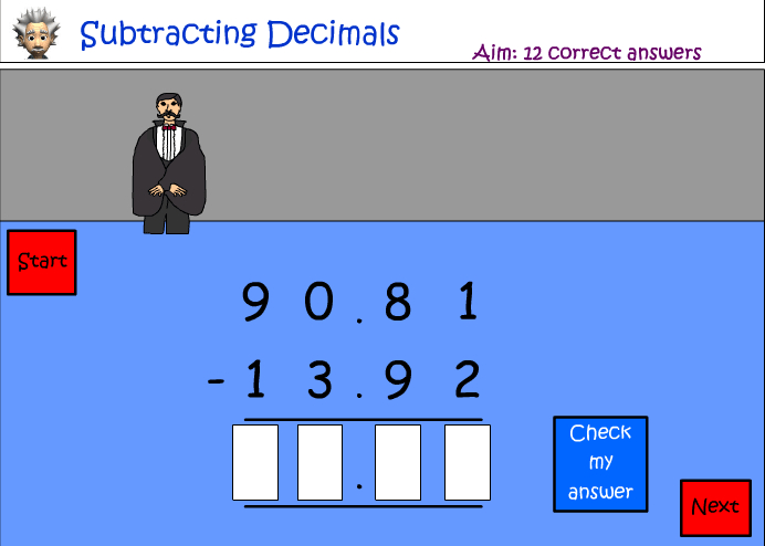 Subtracting decimals
