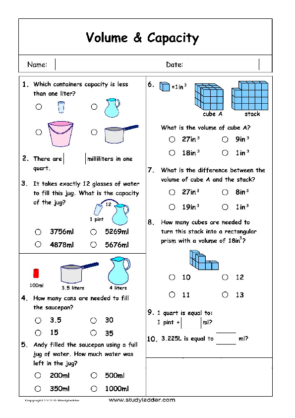 volume and capacity problem solving studyladder interactive learning