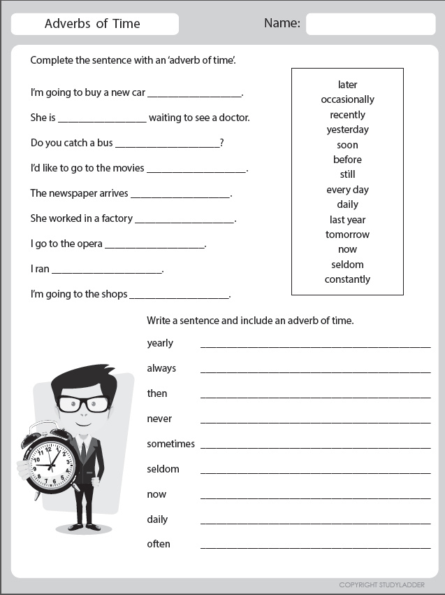 Adverbials Of Time Exercises Pdf