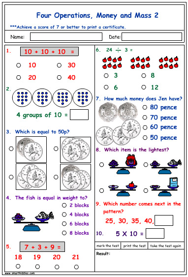 Four operations, money and mass - Studyladder Interactive Learning Games