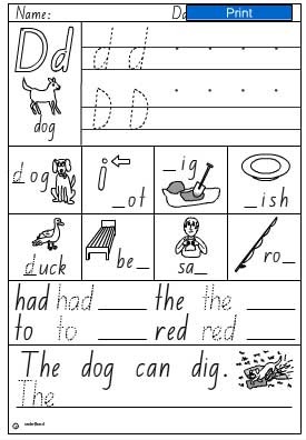 Activity Sheet- single sound d - Studyladder Interactive Learning Games