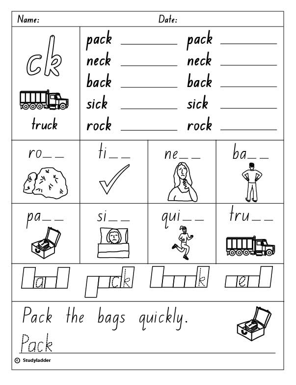 Consonant digraph "ck" - Studyladder Interactive Learning Games