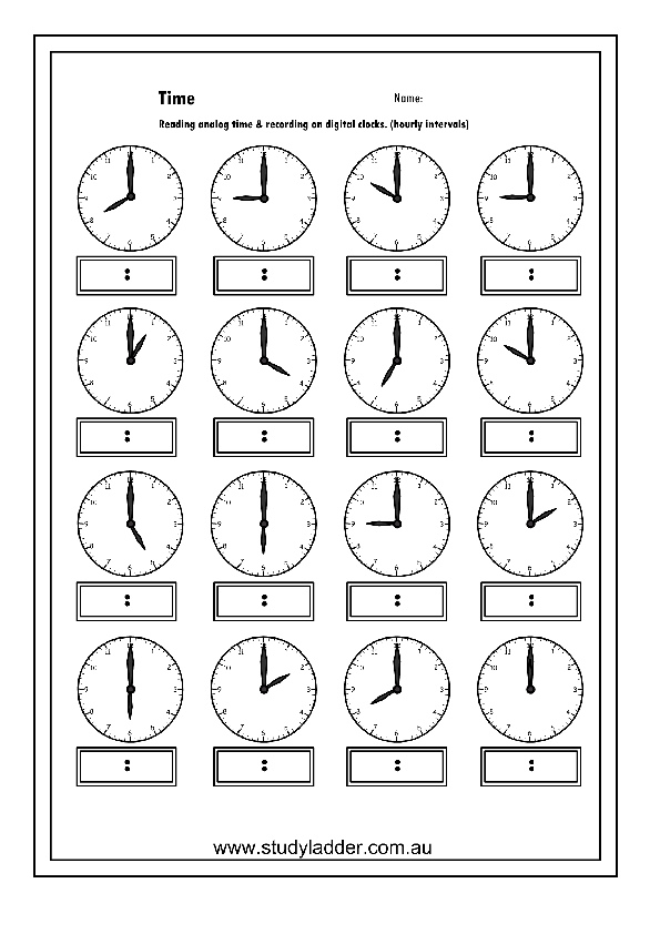 english o'clock exercises 2  analog  an Part Studyladder Reading o'clock  clock