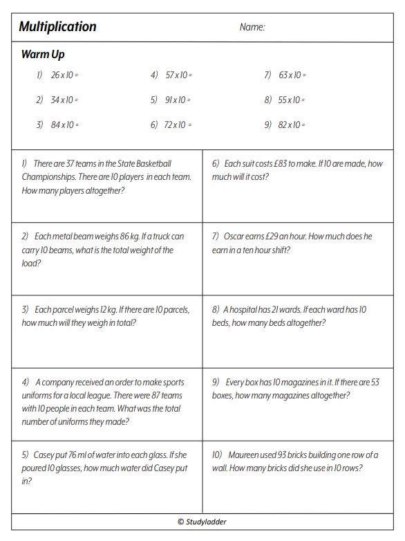 problem solving multiplication lesson 4.10 answer key