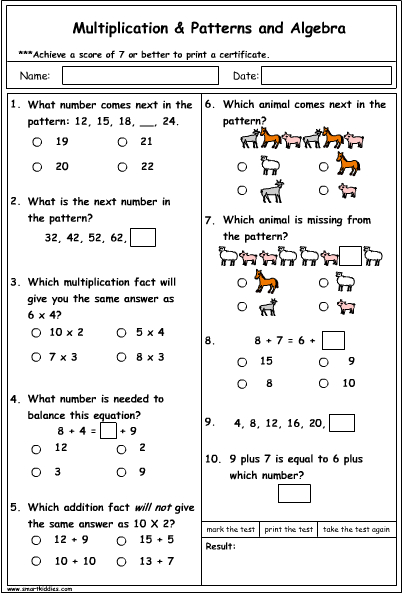 Multiplication, Patterns and Algebra