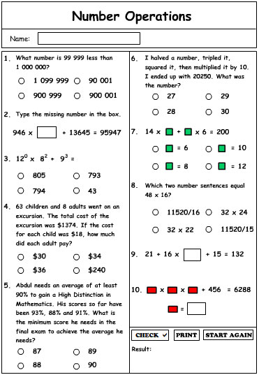 Number Operations 3 Extension
