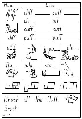 worksheets phonics digraphs consonant English skills  Activity Consonant ff, Sheet Double online