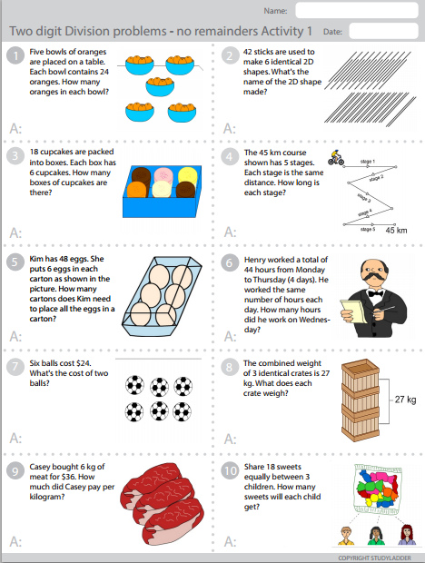 short division problem solving year 4