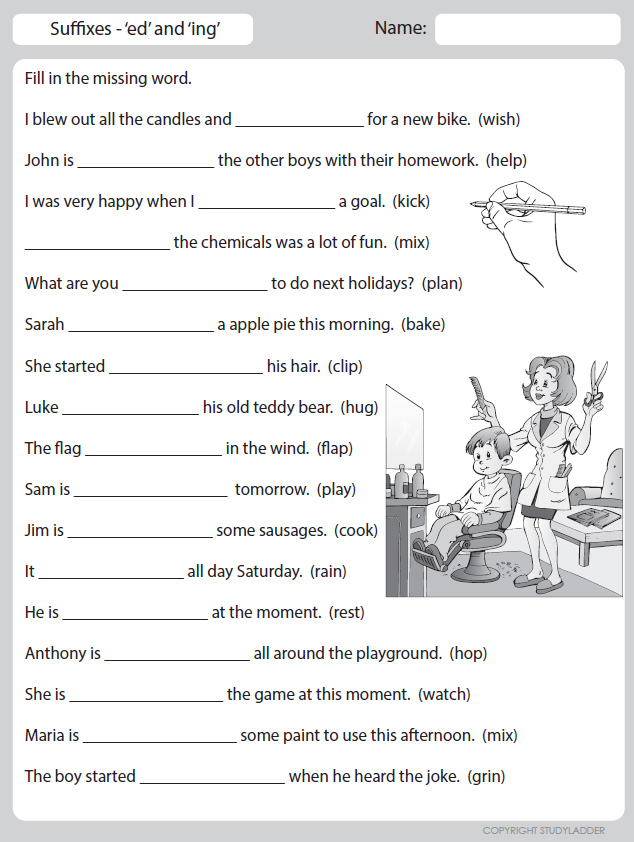 Rule: adding suffixes 's', 'ing' and 'ed' - Studyladder