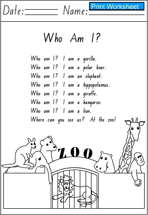 Who Am I -Response Activity Sheets, English skills online, interactive ...