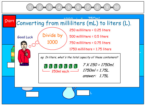 Convert Milliliters to Liters - includes decimals