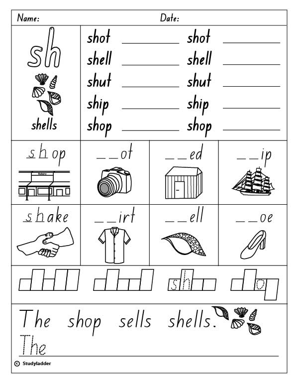 Consonant Digraph sh beginning Sound Studyladder Interactive 