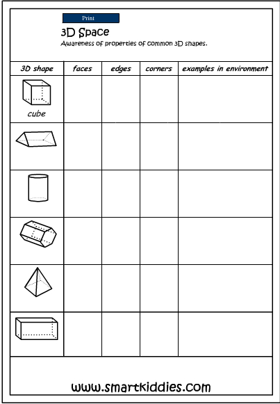 Properties of 3D objects, Mathematics skills online, interactive