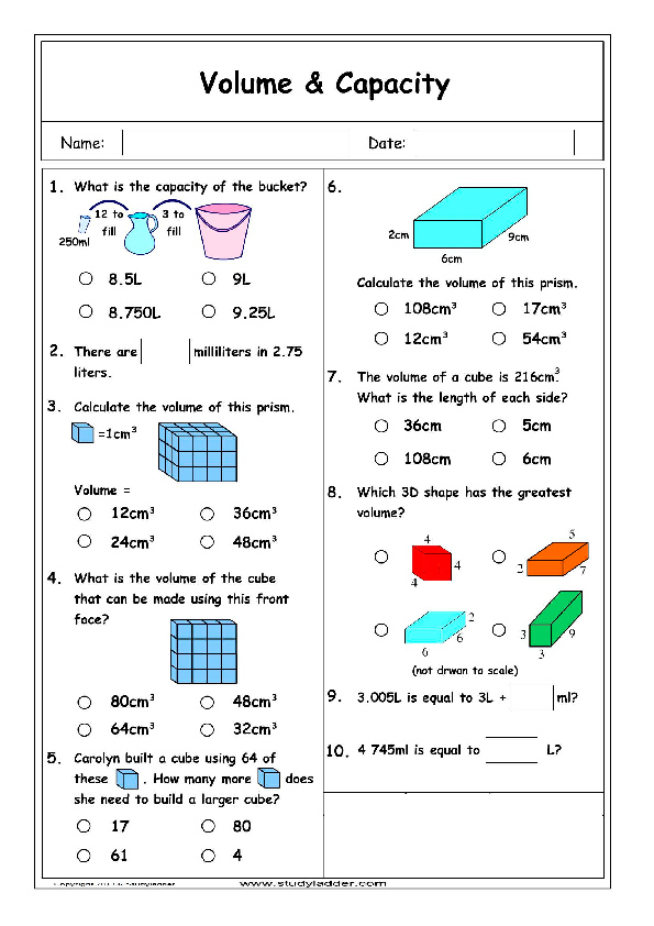 volume reasoning and problem solving