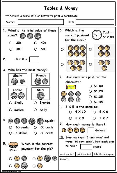 Money Problem Solving Worksheets 6378