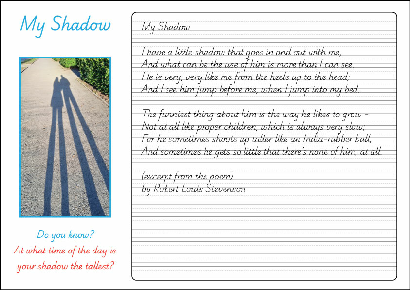 My Shadow - Handwriting Task (NSW, ACT) - Studyladder Interactive ...