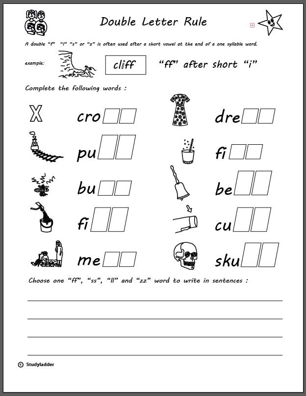 Rule Double Consonants Ff Ll Zz And Ss English Skills Online